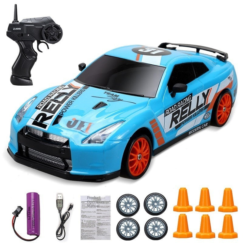 Carrinho de DRIFT de Controle Remoto - JDM (+ 4 Pneus e 6 Cones Extra)